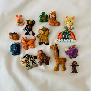 Handmade Vintage Colorful Clay Animal Pin Brooch Collection Set